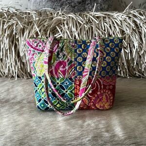Limited Edition VERA BRADLEY Lil Patchwork Tote Raspberry Daisy Rivera Pinwheel